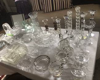Waterford, crystal, decco candlesticks and more
