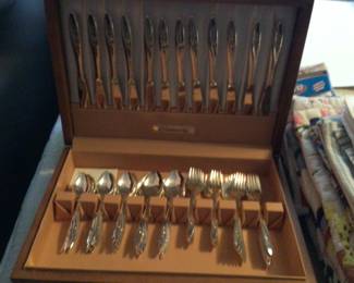 Community silver plate modern set from early 70s. Setting for 12. $200
