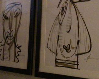 Original signed drawings by MIGUEL LOPEZ VASQUEZ Purchased at the Galleria Contempo. With C O A