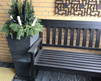 Bench $150. Planter with arrangement $225