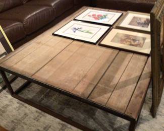 Extra large barnwood and iron table. Restoration Hardware.