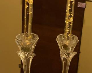 Matching candlesticks with acrylic candles 