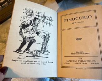 Antique Pinocchio – Saalfield Publishing – Frances Brundage Illustrated – Hardcover