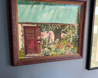 Piece: Cottage Garden Scene Name: European Cottage Garden Oil Painting Price: $225