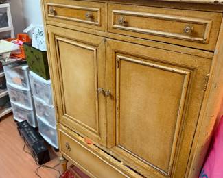 Mid Century wood cabinet, Approx. 40" high, 35" wide $85