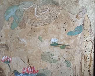 Piece: Large Mixed Media Botanical Name: Anne Reif Signed Contemporary Floral Collage Price: $795