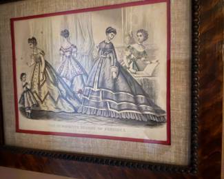 Piece: Victorian Fashion Plate Name: Peterson’s Magazine Hand-Colored Fashion Engraving (19th Century) Price: $225