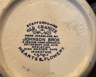Johnson Bros – Staffordshire Old Granite “Hearts & Flowers” (Made in England) Price: $125