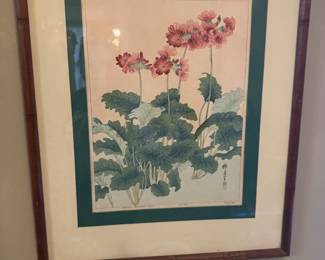 iece: Botanical Woodblock Print Name: Red Chrysanthemums (Asian School) Price: $225