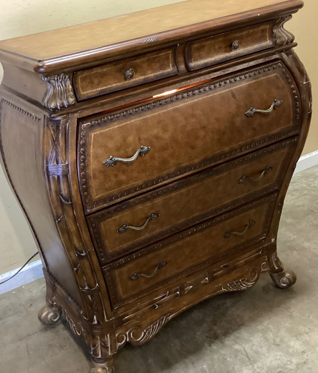 VTG. CURVED BOMBAY DROP LID SECRETARY DESK NO SHIPPING PICKUP ONLY