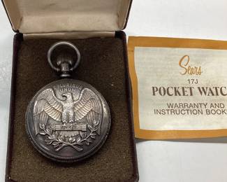 VTG. SEARS ROBUCK 17 JEWEL POCKET WATCH WATCH IS FUNCTIONAL. BICENTENNIAL SERIES WITH ARNEX TIME CO. INC. MECHANISM
