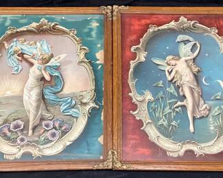 (4) FRAMED MAUD HUMPHREY ART PRINTS, MORNING, NOON, EVENING, NIGHT NO SHIPPING PICKUP ONLY