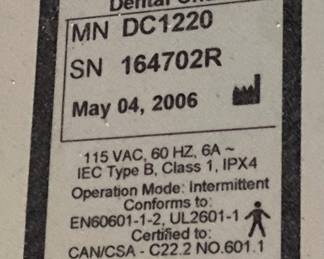  2006 DCI EQUIPMENT DC1220 DENTAL CHAIR TESTED, FULLY OPERATIONAL NO SHIPPING PICKUP ONLY