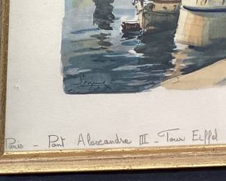 (2) SEGUIE FRENCH PRINTS, PARIS ARC DE TRIOMPHE & PARIS PONT ALEXANDRE III EIFFEL TOWER NO SHIPPING PICKUP ONLY