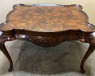  VTG. MAITLAND SMITH FRENCH LOUIS XV STYLE WALNUT COFFEE TABLE w MARQUETRY INLAY & CABRIOLE LEGS NO SHIPPING PICKUP ONLY