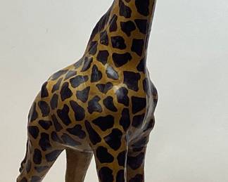 LEATHER WRAPPED GIRAFFE SCULPTURE, 24in H NO SHIPPING PICKUP ONLY