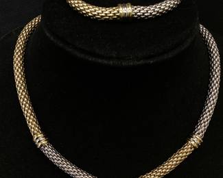 Fope 18k Two Tone Chain And Bracelet 103.35 Grams Made By Fope In Vincenza Italy From Their Prima Line. This Elegant Flexâ€™it 18k White And Yellow Gold Chain And Bracelet Makes A Bold Statement Any Where In The World. The Chain Is 17 3/4 Inches Weighing 65.7 Grams And Bracelet Is 8 1/4 Inches Weighing 37.6 Grams. These Pieces Can Be Combine As An Extra Extravagant Chain Or As Two Head Turning Pieces Jewelry.