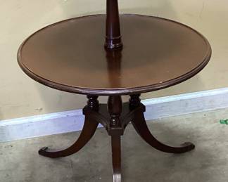 MAHOGANY 2-TIER DUMBWAITER TABLE, 30in H NO SHIPPING PICKUP ONLY