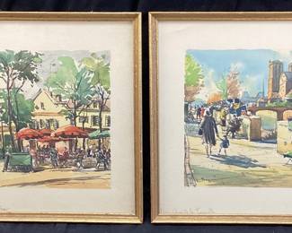 (2) SEGUIE FRENCH PRINTS, PARIS MONTMARTRE PLACE DU TERTRE & PARIS QUAI DE LA TOURNELLE NO SHIPPING PICKUP ONLY