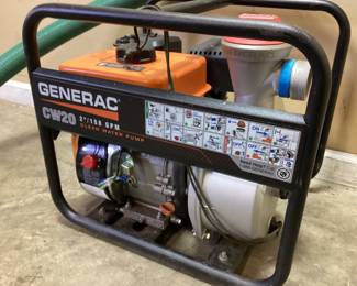 GENERAC CW20 2in GAS POWERED CLEAN WATER PUMP w HOSES & CAP FILTER NO SHIPPING PICKUP ONLY