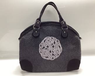 MUCROS WEAVERS CELTIC WEAVE WOOL TWEED AND PU LEATHER HANDBAG