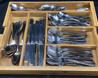WALLACE STAINLESS STEEL FLATWARE, 96 PIECES WITH ORGANIZER NO SHIPPING PICKUP ONLY