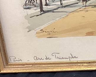 (2) SEGUIE FRENCH PRINTS, PARIS ARC DE TRIOMPHE & PARIS PONT ALEXANDRE III EIFFEL TOWER NO SHIPPING PICKUP ONLY