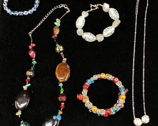 ASSORTED COSTUME JEWELRY, MURANO, DAVINCI, GLASS BEADS