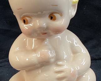 VTG. KEWPIE BABY COIN BANK, 6in H WITH STOPPER
