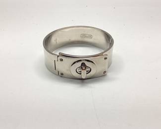  COACH HINGED SILVER TONE BANGLE TURNLOCK CLASP WITH COACH BAG FOR STORAGE