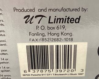  UT MODEL PORSCHE 911 GT1 T. BOUTSEN, J. STUCK 1997 1/18 SCALE MODEL 39720