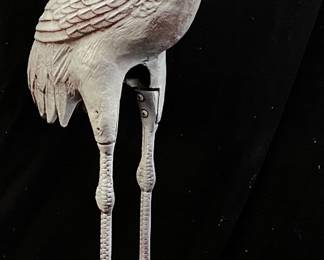 CAST IRON CRANE GARDEN STATUE, 30in H NO SHIPPING PICKUP ONLY