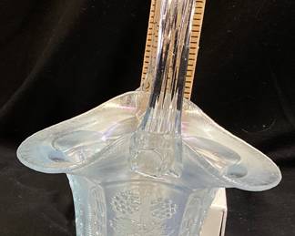1980s FENTON ICE BLUE IRIDESCENT BUTTERFLY & BERRY BASKET