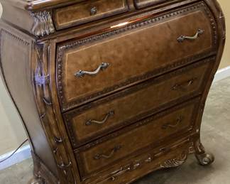 VTG. CURVED BOMBAY DROP LID SECRETARY DESK NO SHIPPING PICKUP ONLY