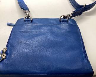 GUN TOTEâ€™N MAMA CONCEALED CARRY CROSSBODY BLUE LEATHER BAG