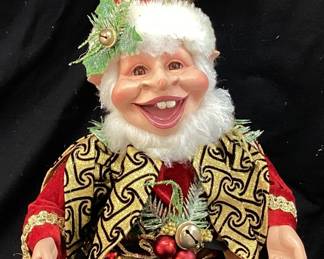  MARK ROBERTS LARGE FACE HOLIDAY ELF FIGURINE, 24in H