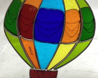 VALENTIEN STAINED GLASS HOT AIR BALLOON SUN CATCHER, 12in H NO SHIPPING PICKUP ONLY