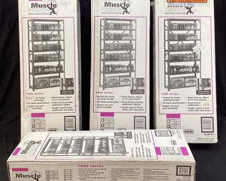 (4) MUSCLE RACK 1300 SERIES MEDIUM DUTY STEEL SHELVING, IN THE BOX