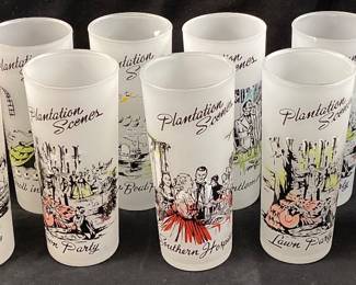 (10) VTG. LIBBEY FROSTED GLASS TUMBLERS, 6.5in H NO SHIPPING PICKUP ONLY