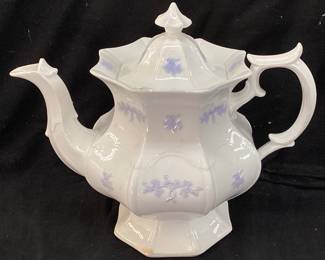 ANTIQUE ADDERLEY CHELSEA GRAPE THISTLE TEAPOT, 9in H, ENGLAND