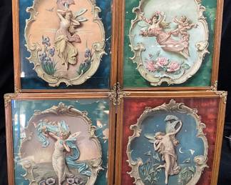 (4) FRAMED MAUD HUMPHREY ART PRINTS, MORNING, NOON, EVENING, NIGHT NO SHIPPING PICKUP ONLY