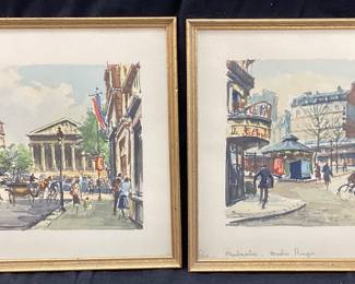 (2) SEGUIE FRENCH PRINTS, PARIS MONTMARTRE MOULIN ROUGE & PARIS RUE ROYAL NO SHIPPING PICKUP ONLY