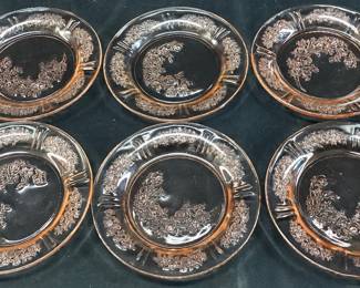 (6) FEDERAL GLASS SHARON PINK DEPRESSION GLASS BREAD PLATES NO SHIPPING PICKUP ONLY