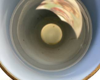 PAIR OF ANTIQUE VICTORIAN PAINTED ART MILK GLASS VASES GREEN SATIN WITH RAISED GOLD GILT PAINT