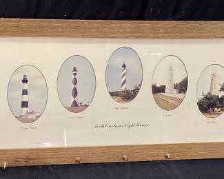 NORTH CAROLINA LIGHTHOUSES WALL HANGING HAT/COAT RACK, 43in W NO SHIPPING PICKUP ONLY