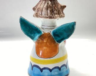 GIOVANNI DESIMONE ITALIAN POTTERY HAND PAINTED ANGEL CANDLEHOLDER SIGNED AND NUMBERED