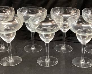  (9) PRINCESS HOUSE HERITAGE CRYSTAL MARGARITA GLASSES