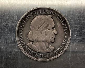 1893 COLUMBIAN EXPOSITION HALF DOLLAR 400 YEAR ANNIVERSARY COMMEMORATIVE COIN.