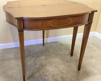 VTG. MAITLAND SMITH HALF MOON SWING LEG FLIP TOP MAHOGANY CONSOLE TABLE NO SHIPPING PICKUP ONLY