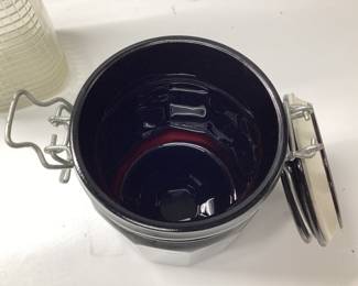 LARGE LOT OF VINTAGE JARS JOHNSON CITY MILK PRODUCERS, BLUE BALL, ATLAS, AMETHYST CANISTER JAR, ONE GALLON WINE JUG